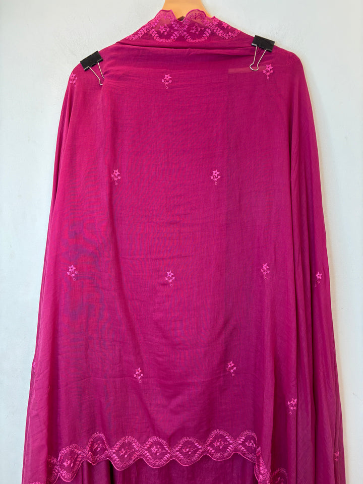 Zarvisha – Pink Mul Cotton Embroidered Cutwork Suit
