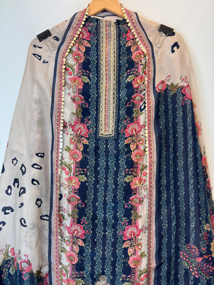 Florellea – Blue Digital Pearl Lace Suit