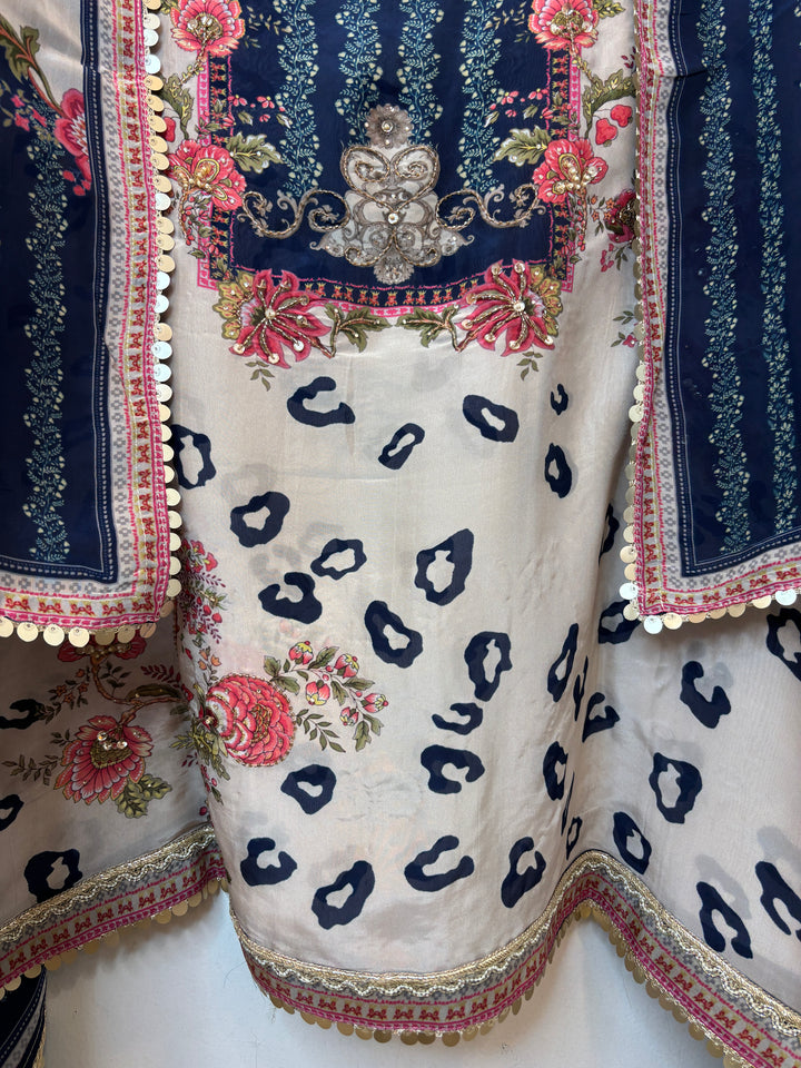 Florellea – Blue Digital Pearl Lace Suit