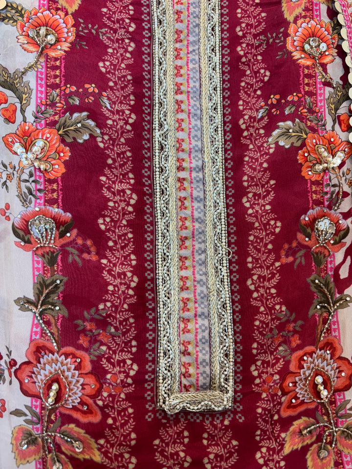 Florellea – Red  Digital Pearl Lace Suit