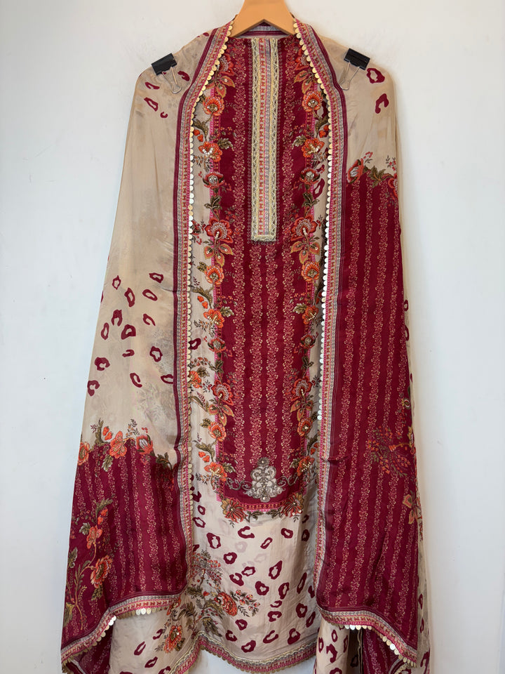 Florellea – Red  Digital Pearl Lace Suit
