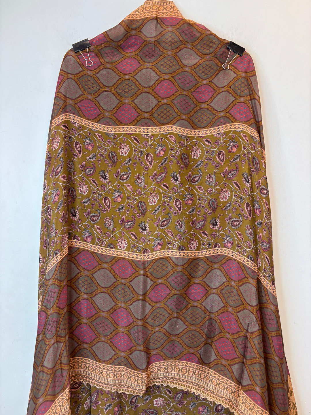 Zarellea – Brown Crepe Digital Pearl Suit