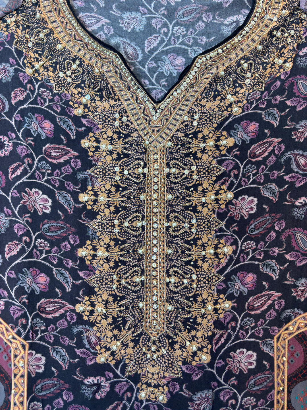 Zarellea – Blue Crepe Digital Pearl Suit