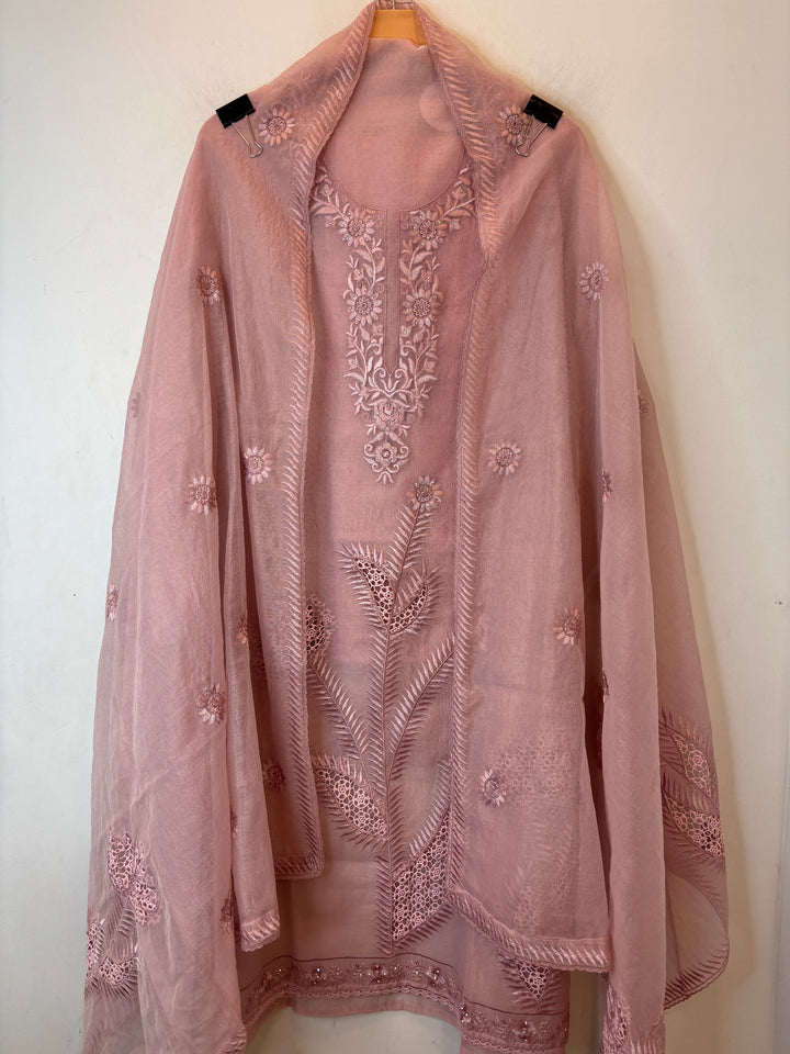 Kavira – Pink Kota Thread Appliqué Suit