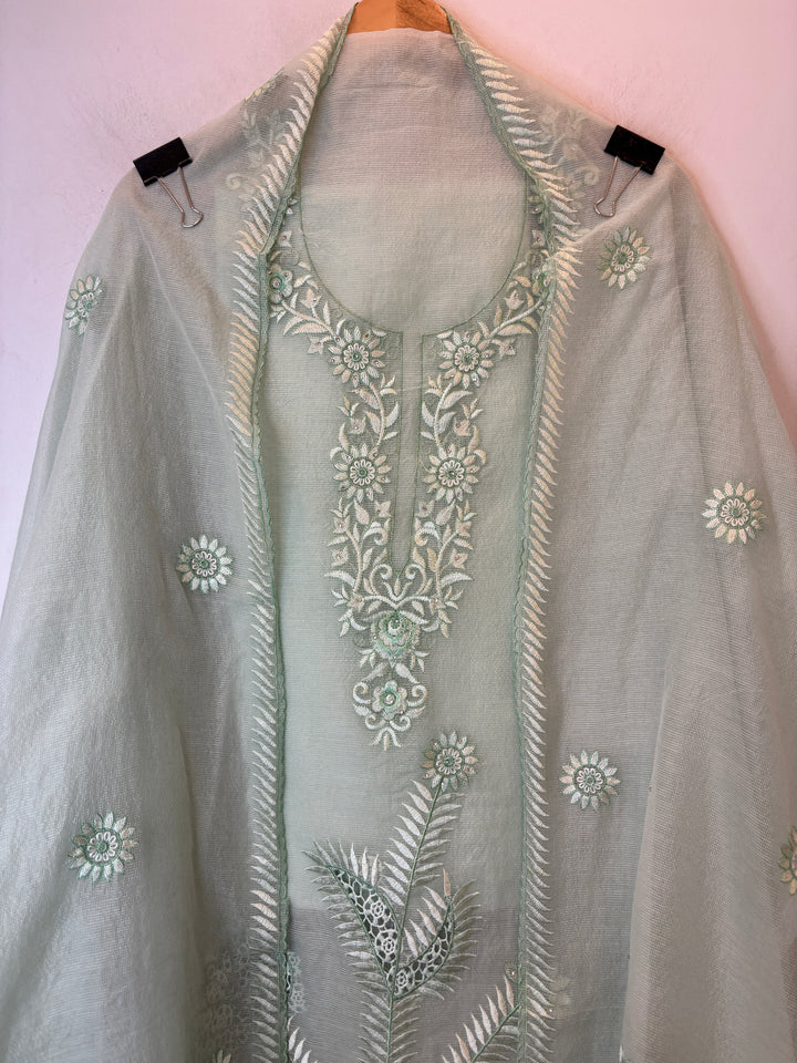 Kavira – Green Kota Thread Appliqué Suit