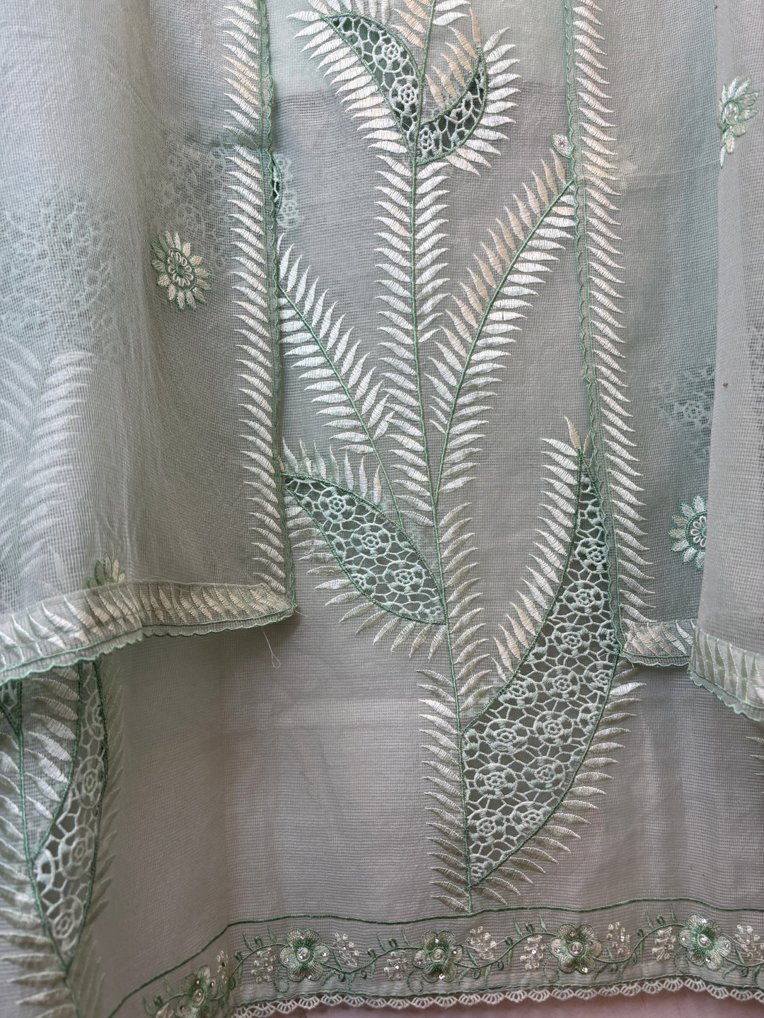 Kavira – Green Kota Thread Appliqué Suit