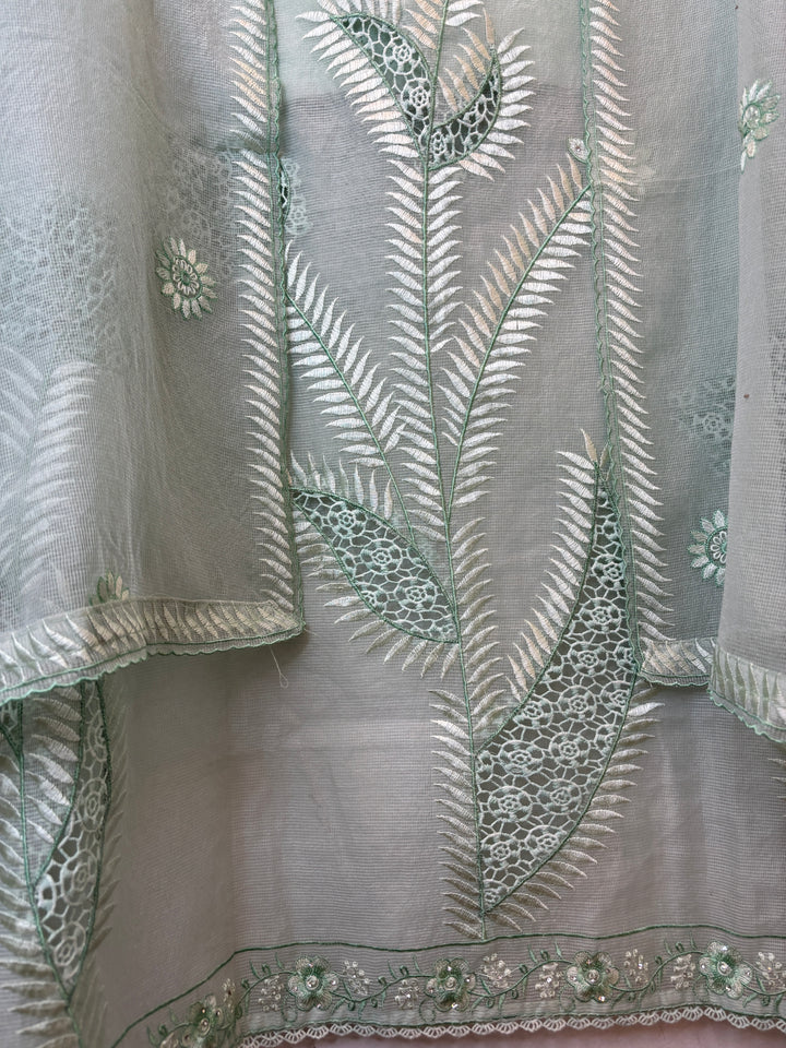 Kavira – Green Kota Thread Appliqué Suit