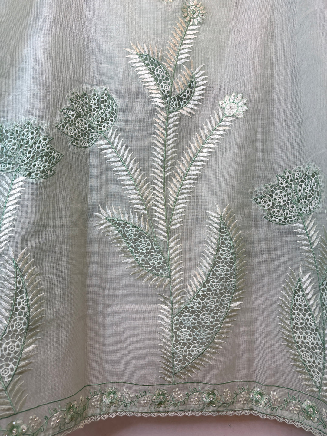 Kavira – Green Kota Thread Appliqué Suit