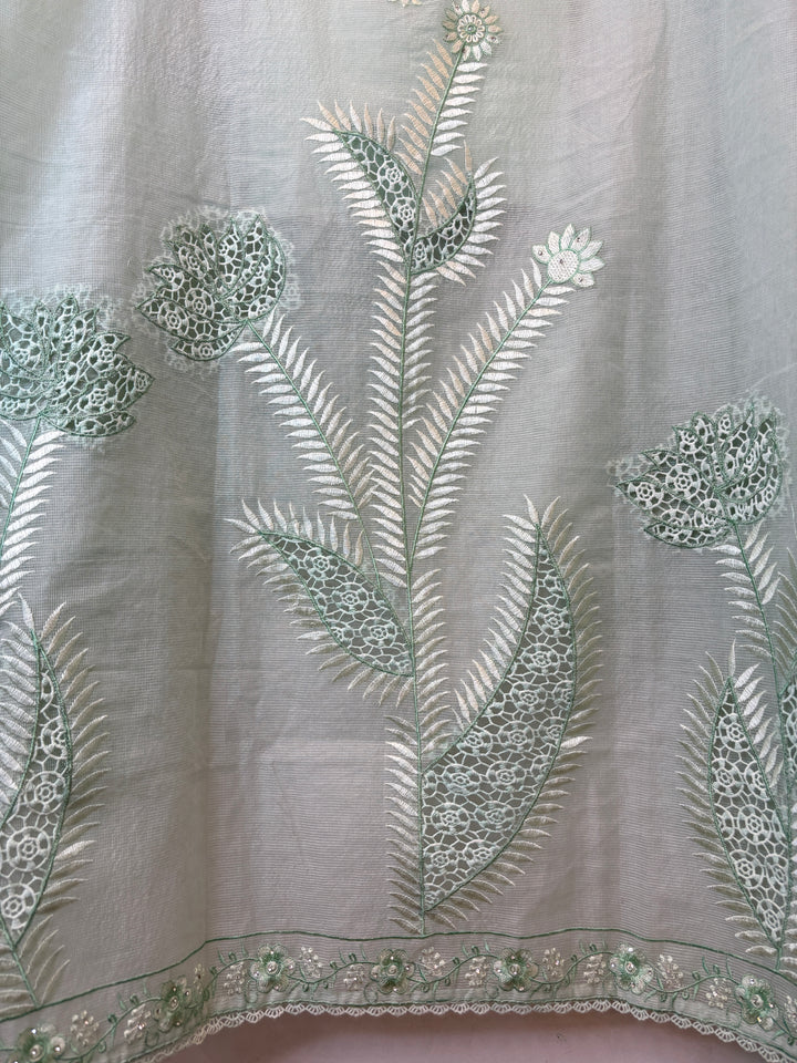 Kavira – Green Kota Thread Appliqué Suit