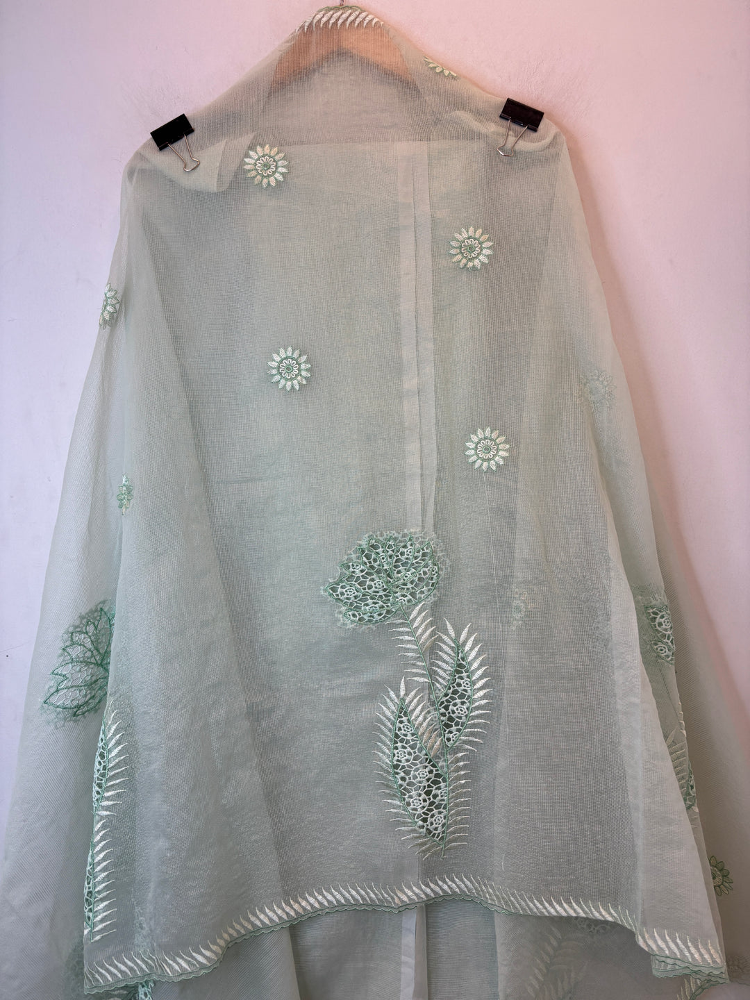 Kavira – Green Kota Thread Appliqué Suit