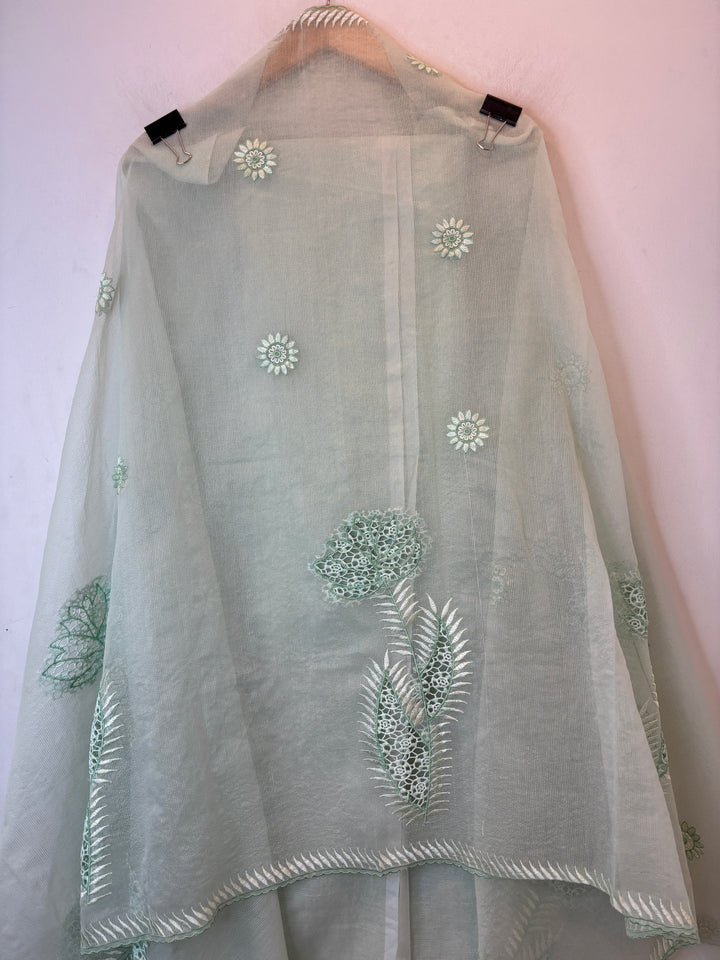 Kavira – Green Kota Thread Appliqué Suit