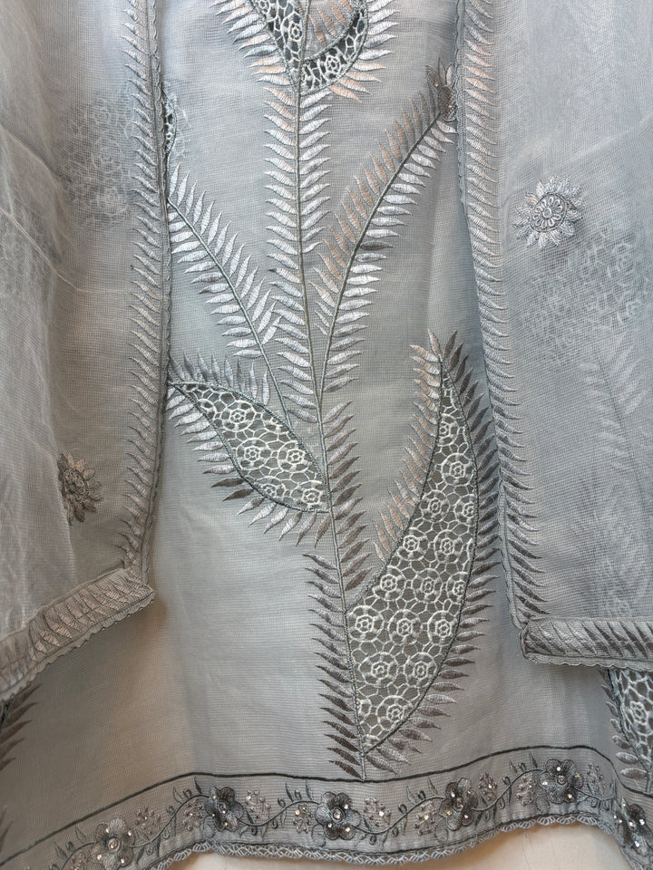 Kavira – Grey Kota Thread Appliqué Suit