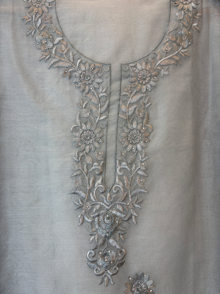 Kavira – Grey Kota Thread Appliqué Suit