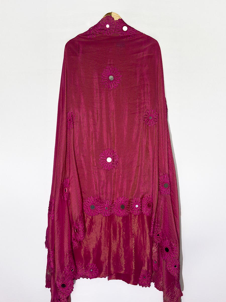 Crimson Glow Mirror &amp; Cutwork Unstitched Set