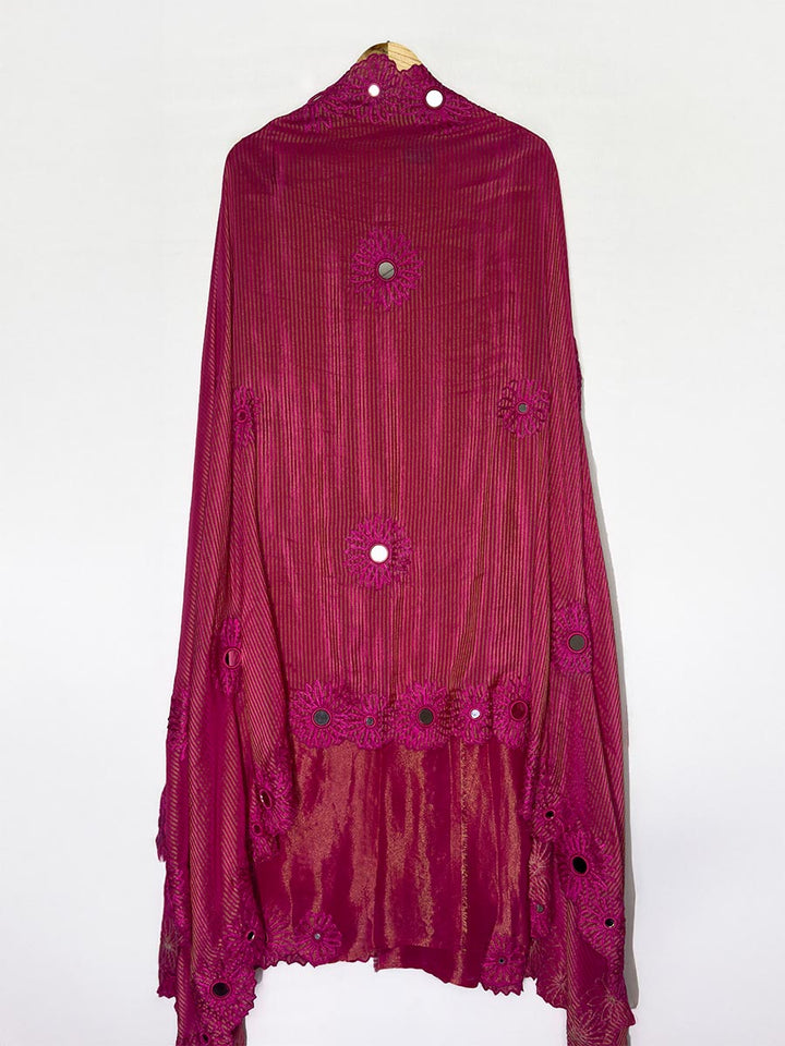 Crimson Glow Mirror &amp; Cutwork Unstitched Set