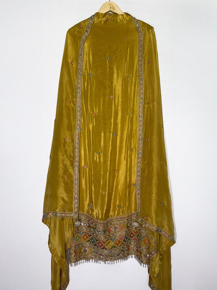 Golden Aura - Unstitched Handwork Tissue Shimmer Ensemble