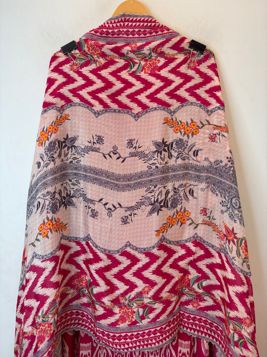 Ikkaya – Pink Crepe Ikat Handwork Suit
