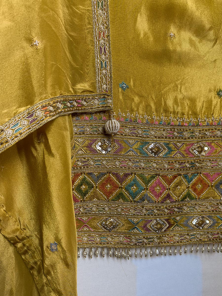 Golden Aura - Unstitched Handwork Tissue Shimmer Ensemble