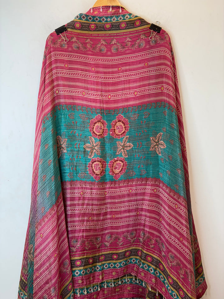 Kundara – Pink Crushed Tissue 3D Kundan Suit
