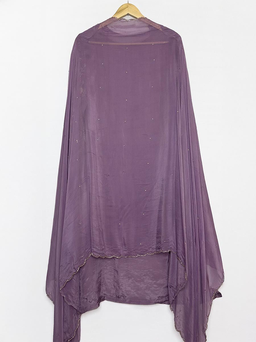 Lilac Breeze Cutdana &amp; Pearl Semi-Stitched Set