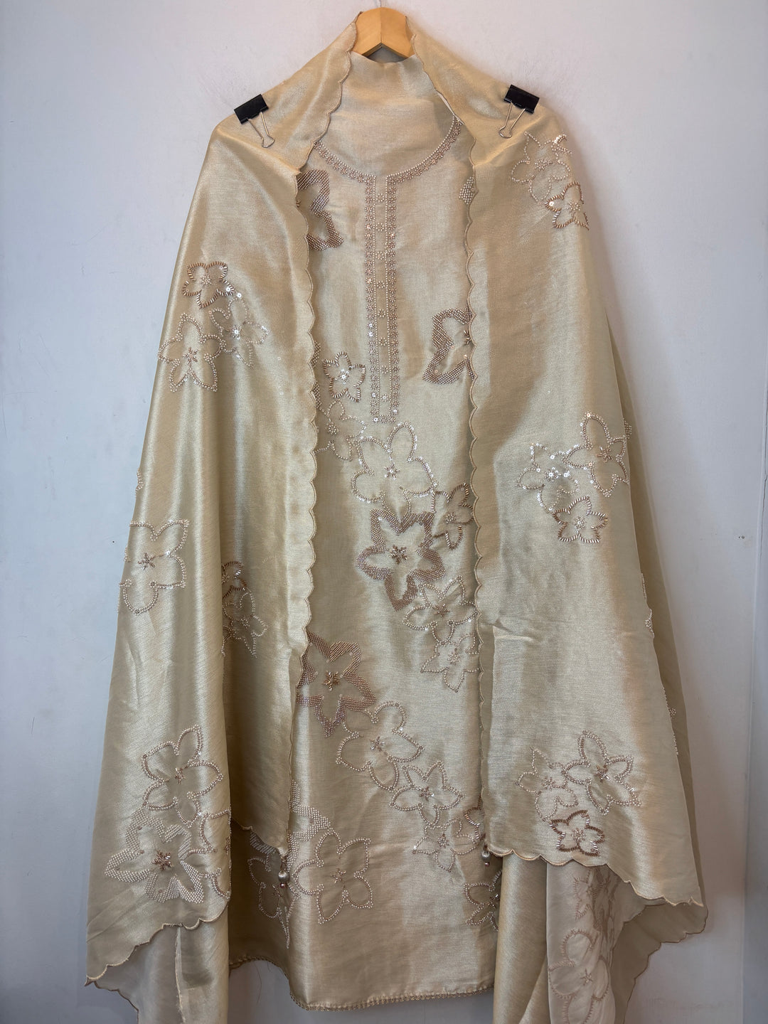 Pearlisse – Golden Burberry Tissue Beaded Suit