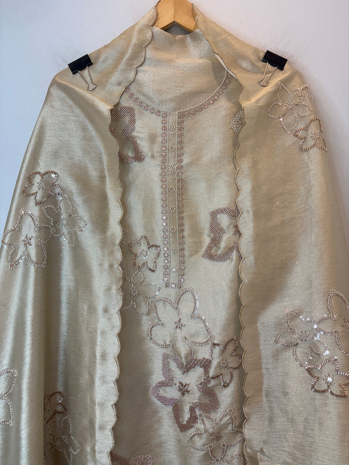 Pearlisse – Golden Burberry Tissue Beaded Suit