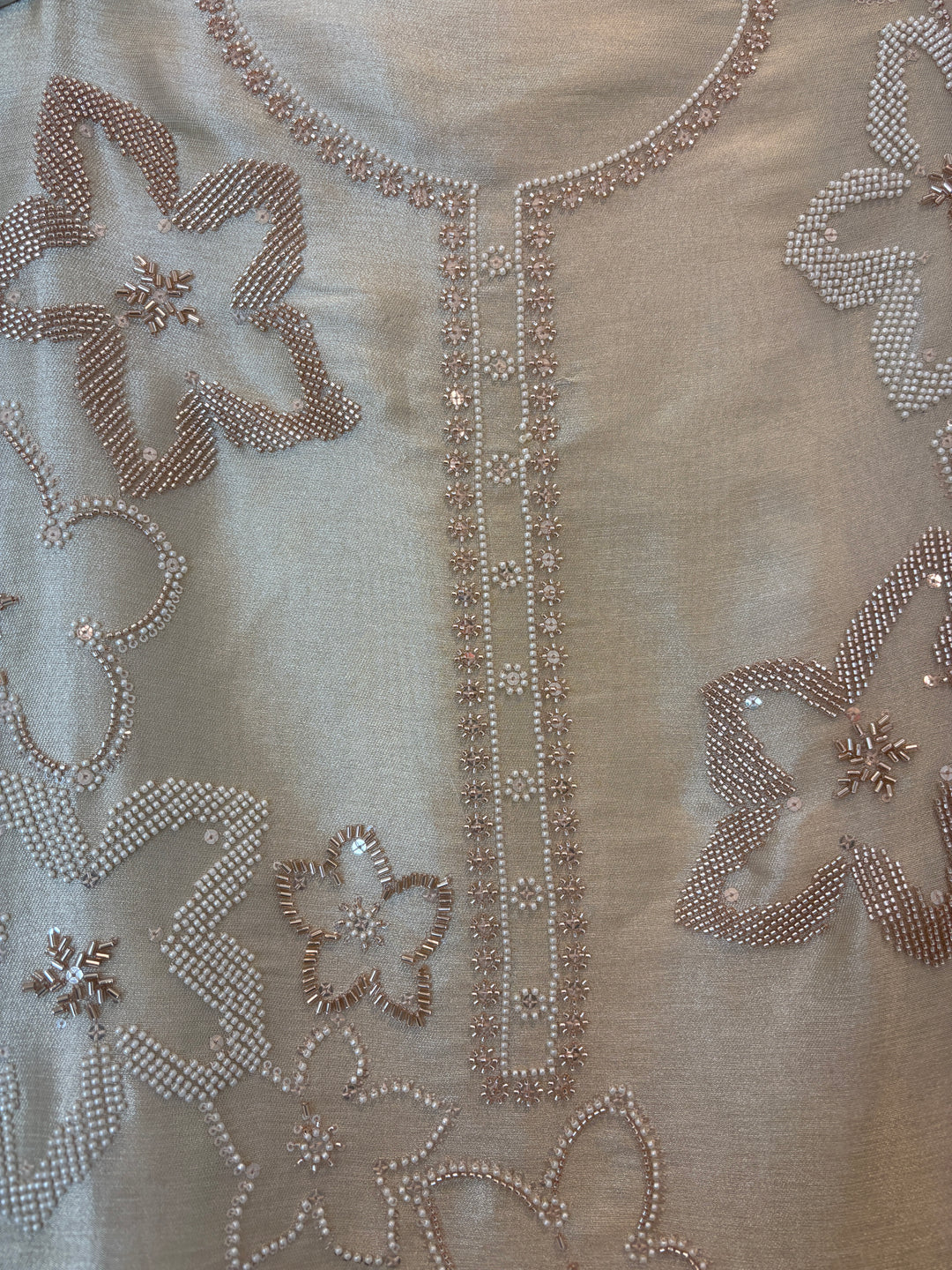 Pearlisse – Golden Burberry Tissue Beaded Suit