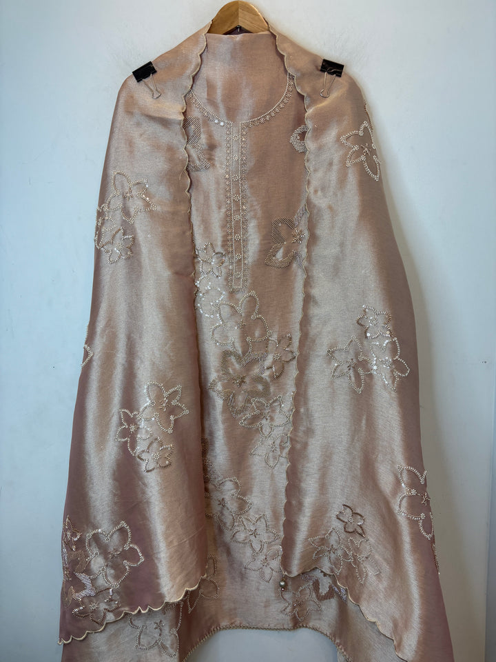 Pearlisse – Rose Gold Burberry Tissue Beaded Suit