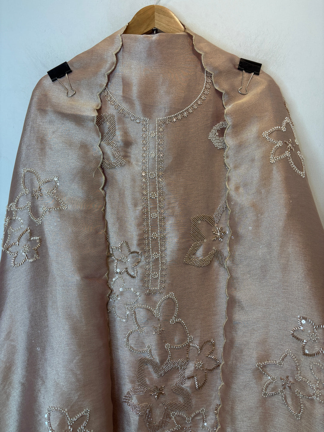 Pearlisse – Rose Gold Burberry Tissue Beaded Suit