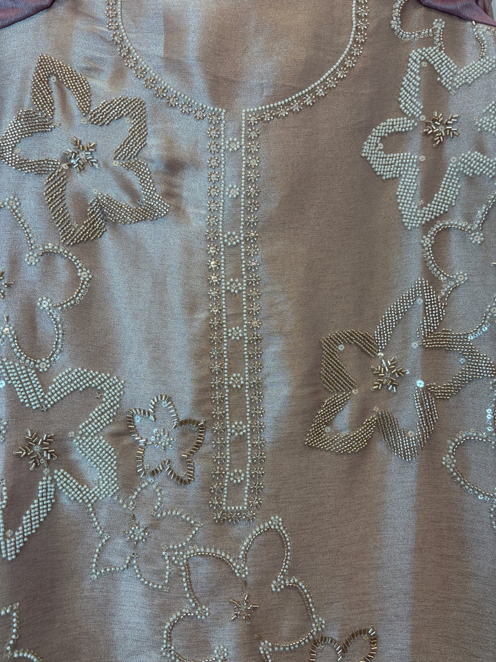 Pearlisse – Rose Gold Burberry Tissue Beaded Suit