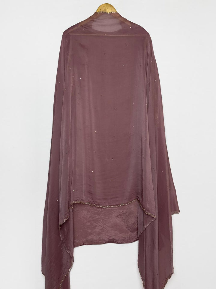 Mauve Dusk Cutdana &amp; shimmer Semi-Stitched Set