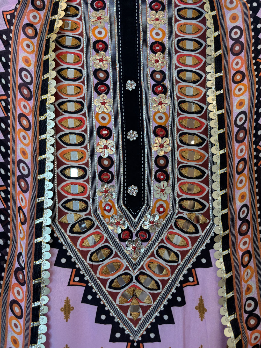 Ikkara – Pink Crepe Ikkat Mirror Suit