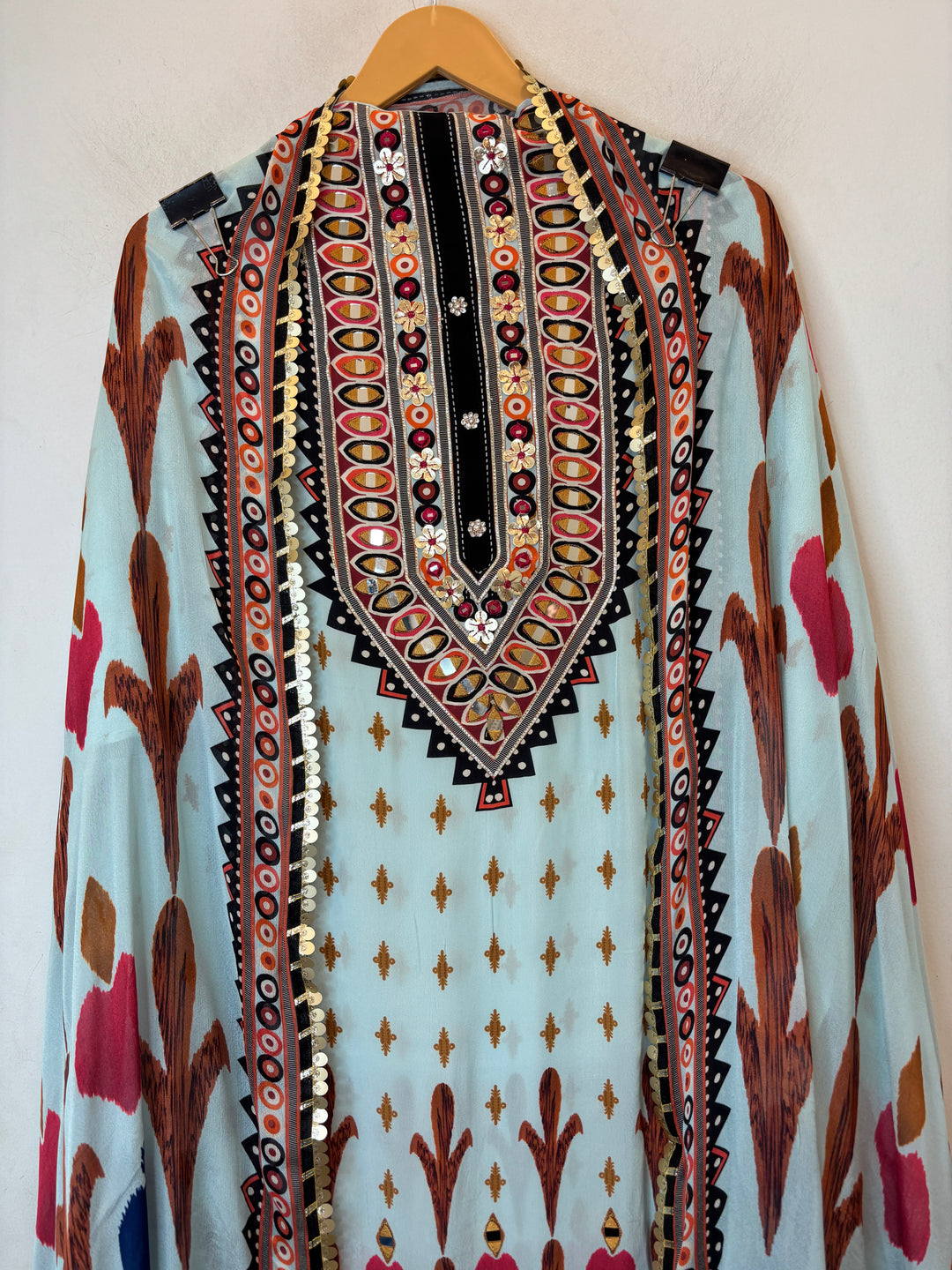 Ikkara – Blue Crepe Ikkat Mirror Suit