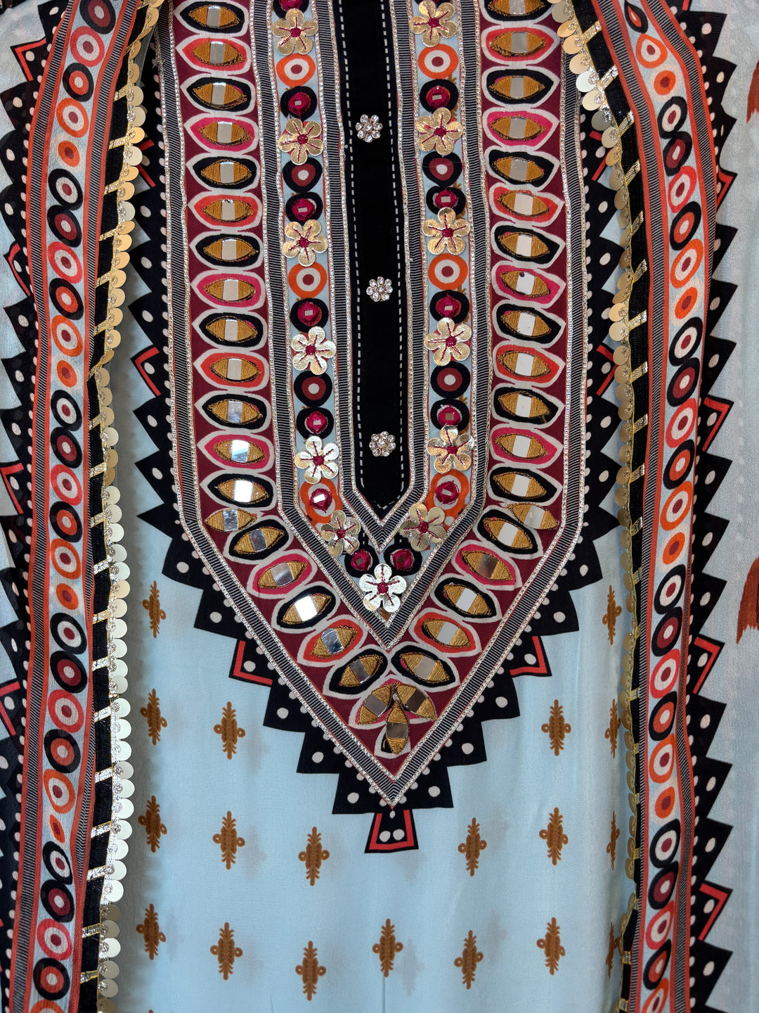 Ikkara – Blue Crepe Ikkat Mirror Suit