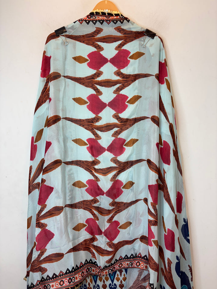 Ikkara – Blue Crepe Ikkat Mirror Suit
