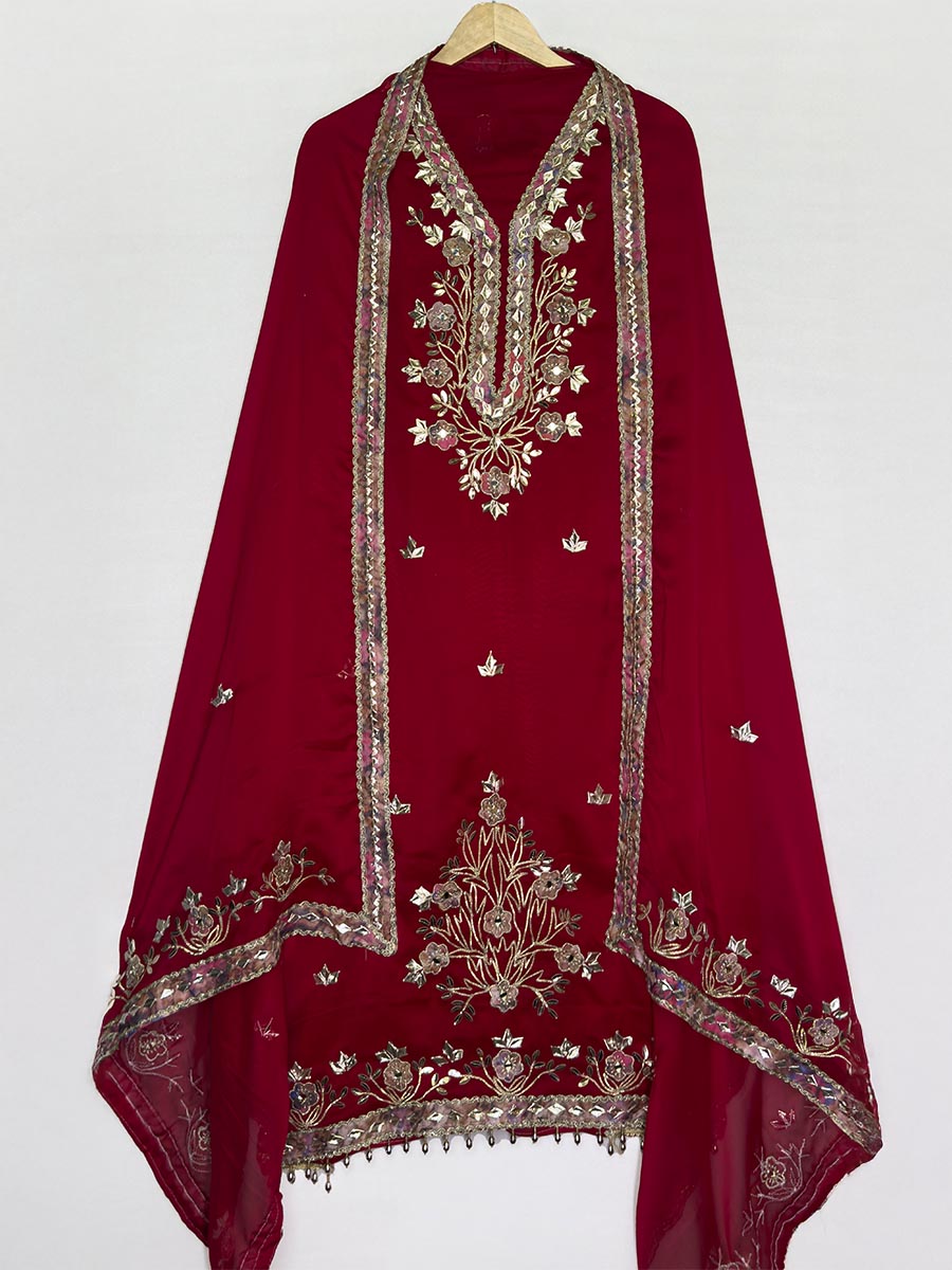 Crimson Grace – Unstitched Organza Gotta Ensemble
