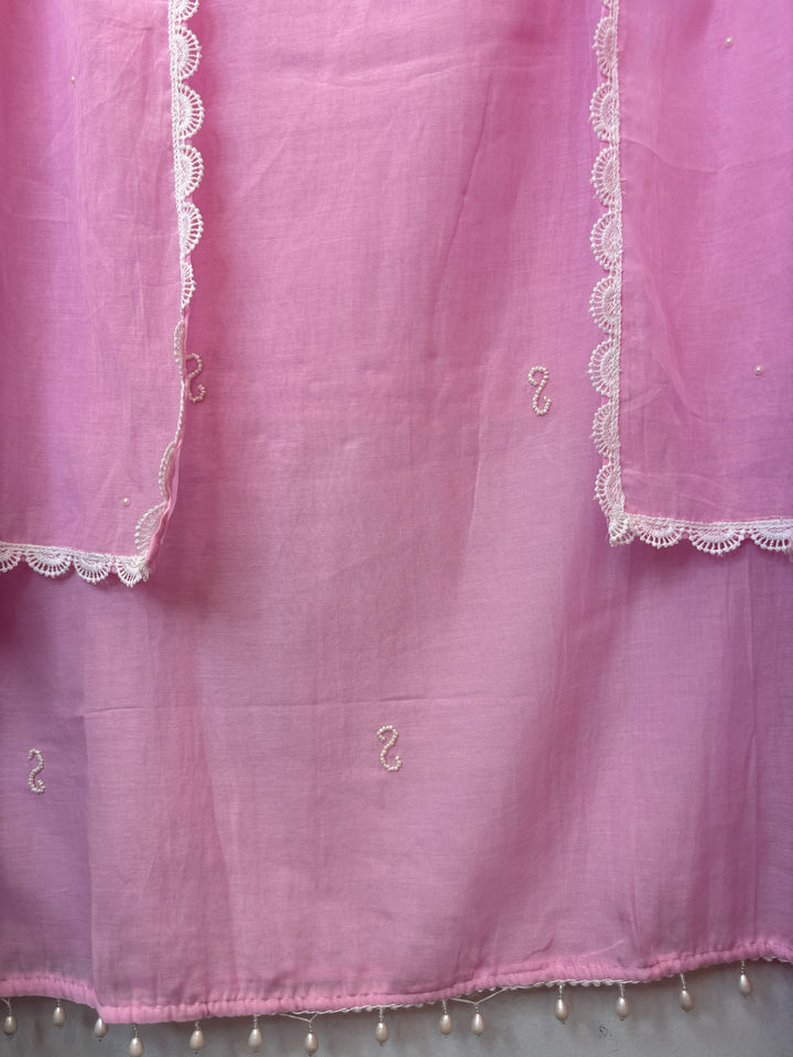 Pearliva – Pink Pure Mul Cotton Beaded Suit