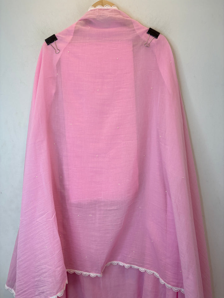 Pearliva – Pink Pure Mul Cotton Beaded Suit