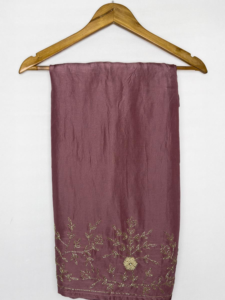 Mauve Dusk Cutdana &amp; shimmer Semi-Stitched Set