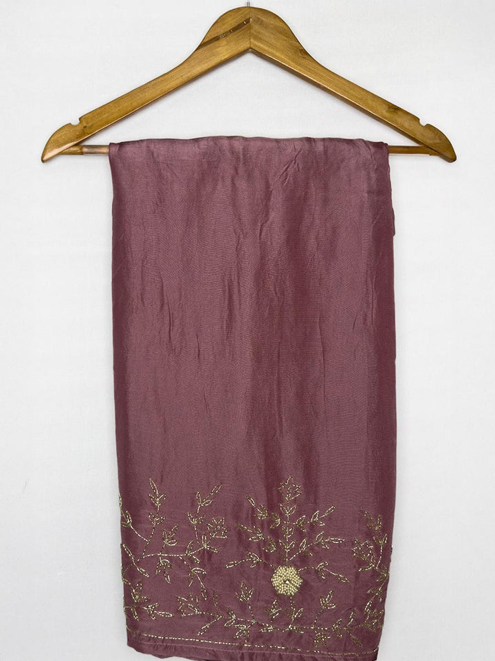 Mauve Dusk Cutdana &amp; shimmer Semi-Stitched Set