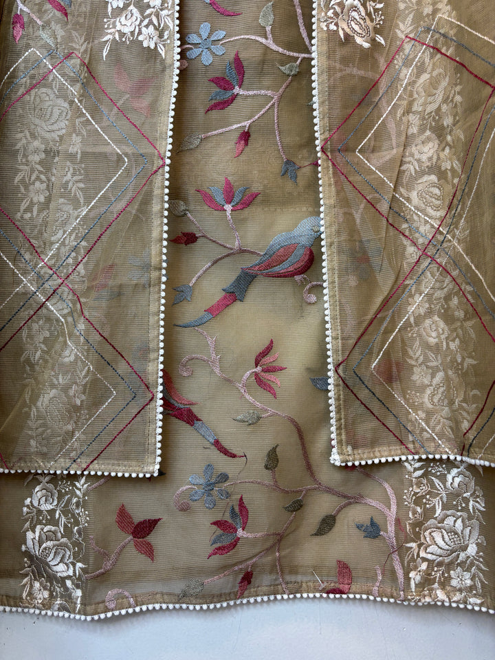 Roselle – Beige Kota Thread Garden Suit
