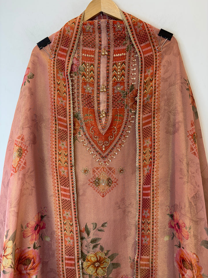 Florena – Peach Tissue Digital Pearl Suit