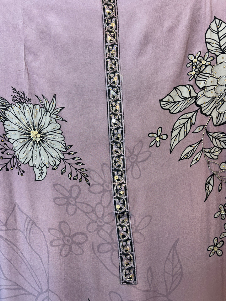 Zaylina – Pink Crepe Floral Handwork Suit