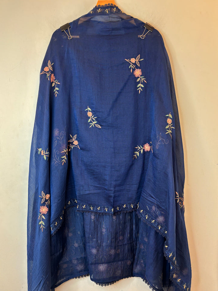 Zarvisha – Blue Mul Cotton Zari Floral Suit