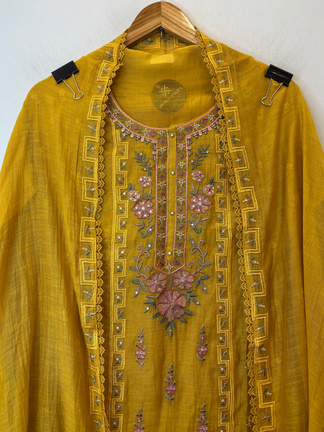 Zarvisha – Yellow Mul Cotton Zari Floral Suit