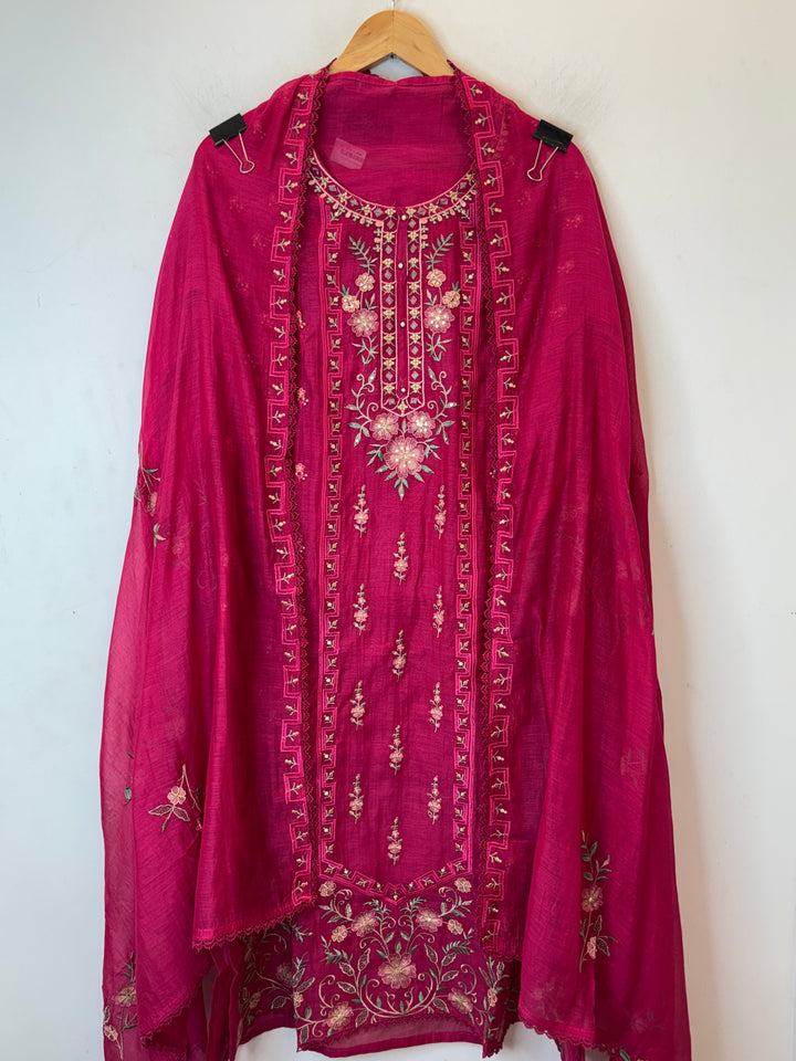 Zarvisha – Pink Mul Cotton Zari Floral Suit