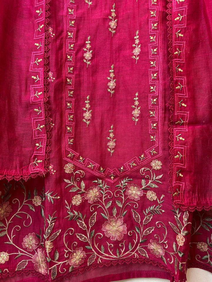 Zarvisha – Pink Mul Cotton Zari Floral Suit