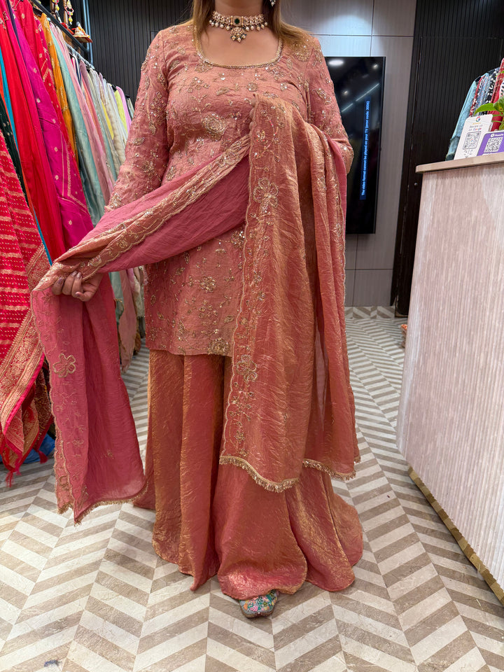 Glass Organza Cut Dana Zari Sharara Ensemble DBPST02