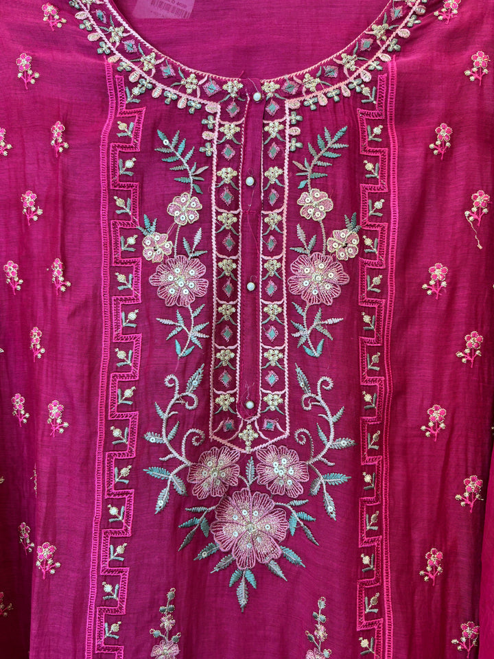 Zarvisha – Pink Mul Cotton Zari Floral Suit
