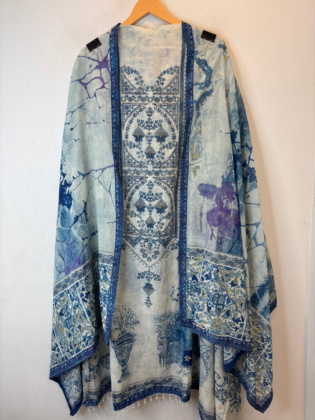 Pearlina – Blue Mul Cotton Printed Highlight Suit